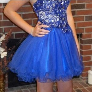 Blue Satin Dress by Let's Fashion